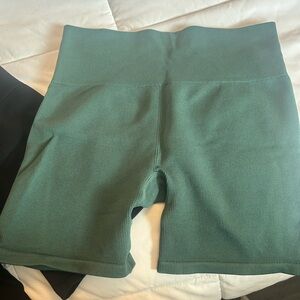 New Balance Women's Ribbed Green and Black Shorts